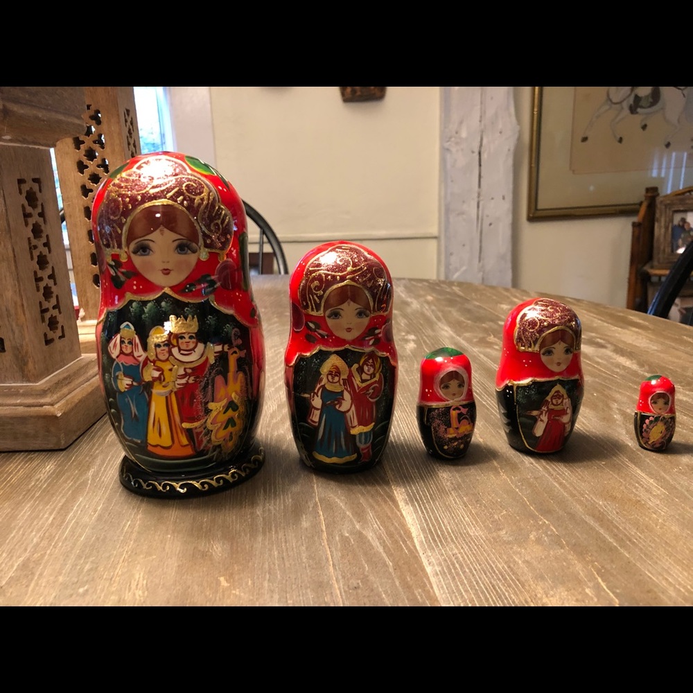 Nesting dolls hand painted in Russia